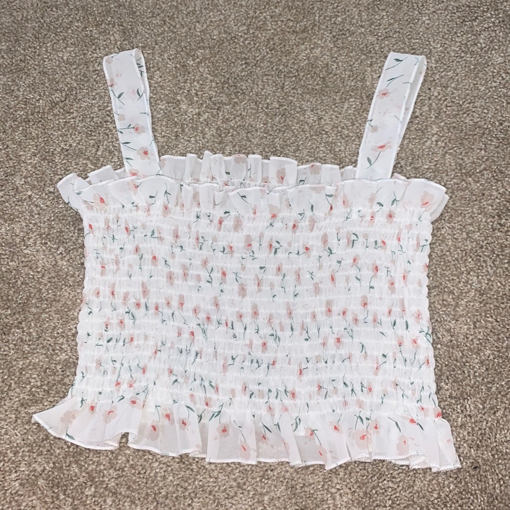 white floral shein crop top size small